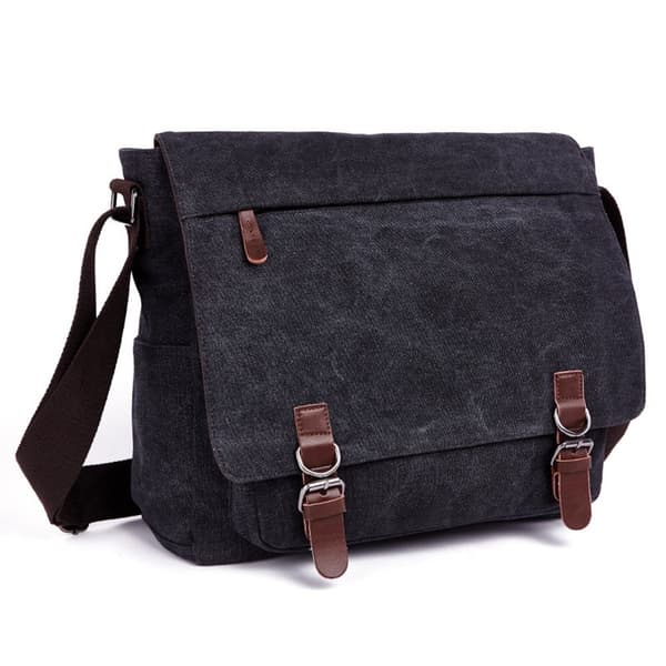 Laptop Messenger-vesker, Skulderveske for menn, 16 tommer Vintage Canvas-veske for skole og jobb, Flere lommer.