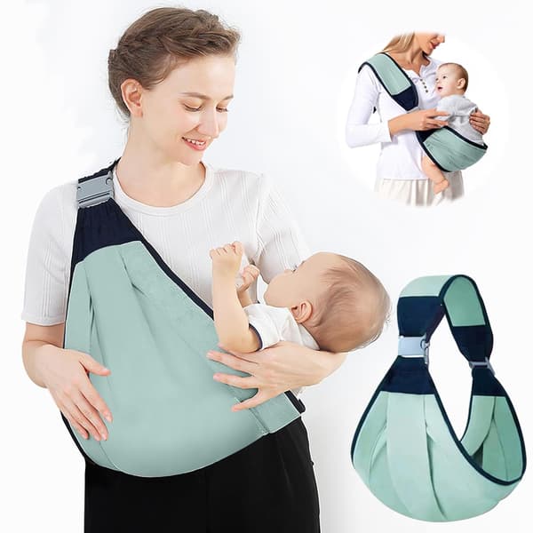Baby Sling Carrier, Justerbar Baby Holder Carrier, Baby Half Wrapped Sling Hip Carrier, Opptil 20 kg (Stoff Grønn)