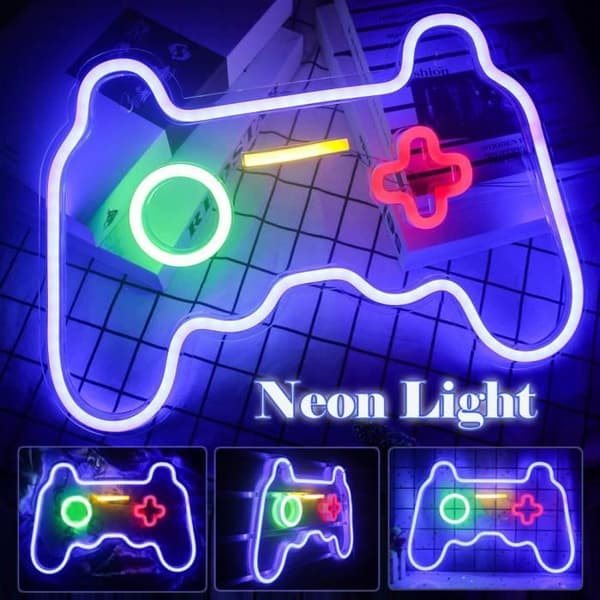 Gaming Vegglampe - Neonskiltlys formet som en spillkontroller - USB-drevet LED nattlys - Neonlys til soverommet