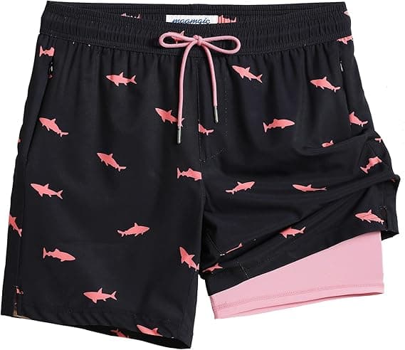 Magiske 2-i-1 Herre Badeshorts 7-tommer Svømmeshorts Badedragt Strandbukser