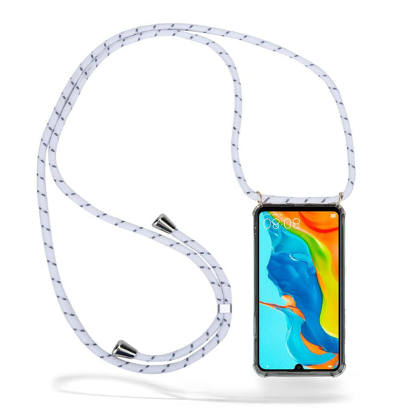 CoveredGear-Necklace Boom Huawei P30 Lite Mobil Halskæde Etui - White Stripes Cord