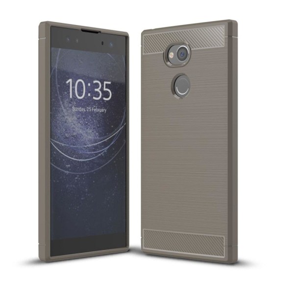 A-One Brand Carbon Børstet Mobiltelefon Taske Til Sony Xperia Xa2 Ultra - Grå Grey