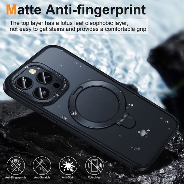 A-One Brand Iphone 14 Pro Mobil Taske Magsafe Ring Holder Kickstand - Sort