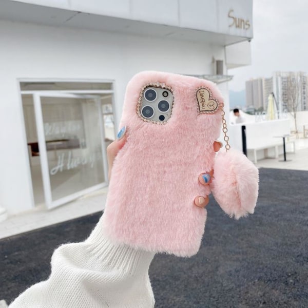OEM I Love You Heart Fluffy Etui Til Iphone 7/8 / Se 2020 - Pink