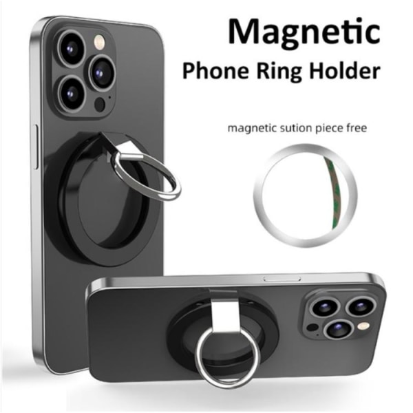 A-One Brand Magsafe Magnetisk Ring Holder Til Mobiltelefon - Sort
