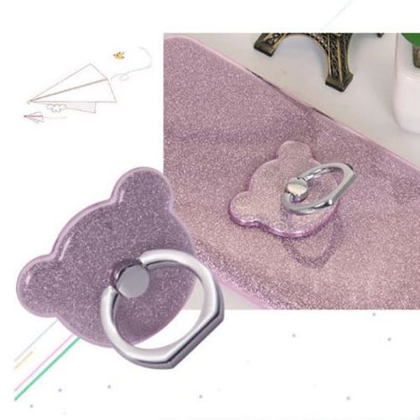 A-One Brand Bamse Glitter Ring Holder Til Mobiltelefon - Lilla