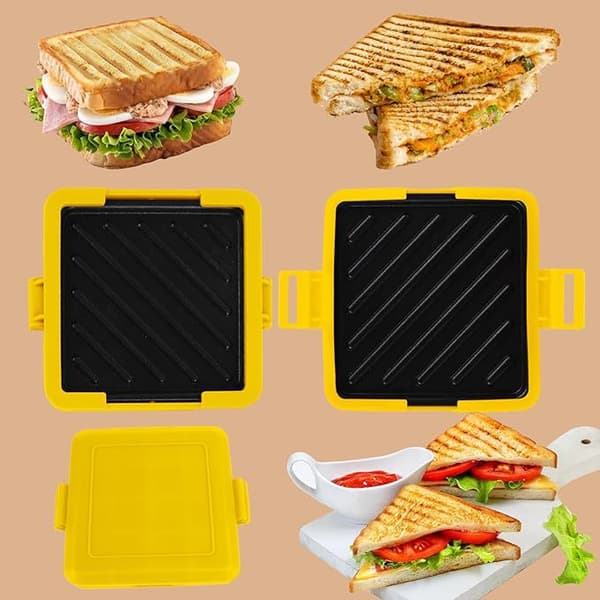 Mikrobølgeovnstoaster sandwichmaskine, mikrobølgetoaster, Multifunktionel minitoaster, Nem at rengøre og opbevare, Perfekt til at tilberede morgenmad,