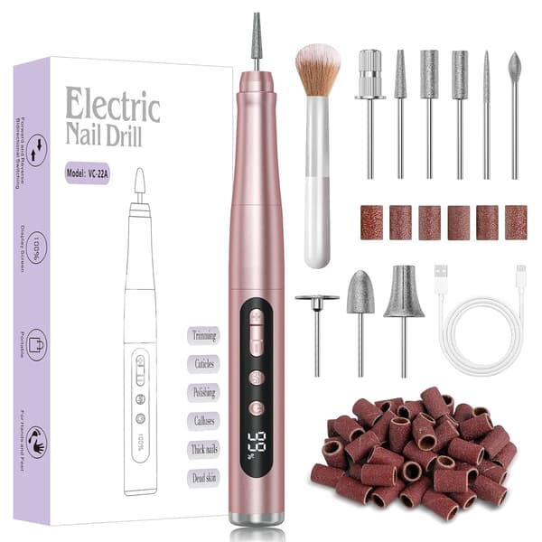 Trådløs neglebor 35000RPM, bærbar elektrisk neglefil til akryl gelnegle, professionelt manicure pedicuresæt, genopladeligt pedicureværktøj