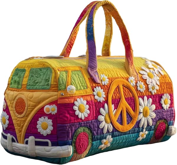 Hippie Boheme Quiltet Weekender Rejsetaske, Multifunktionelle Muleposer med Lynlåslukning, Håndlavede Retro Bog Duffle Tasker til Fest