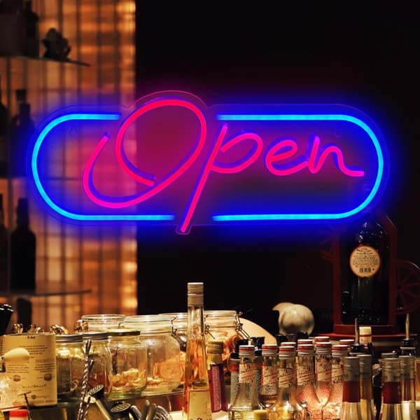 Neon Business Open Skilt, 42x16cm LED Open Neon Lys med USB Strøm til Party Bar Salon Cafe Restauranter Club Hotel Vægdekoration