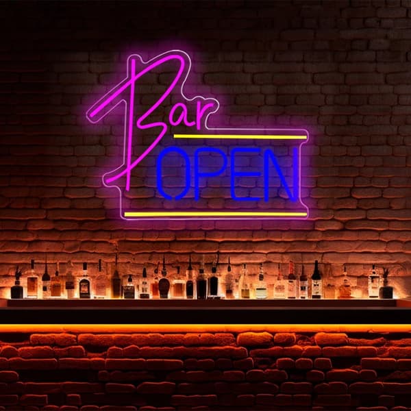 Bar Åben Neonskilt Dæmpbar LED Neon Lys USB Drevet Lys Åben Belysningsskilt til Hjemmet, Bar, Restaurant, Cafe, Klub, Fest, Vægdekoration Gaver