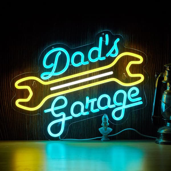 Garage Neonskilt til vægdekoration Fars Garage LED-lys Bilskilte til Autoværksted Mandehule Værksted Gave til Far
