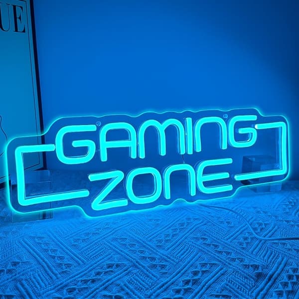 Gaming Zone Neonskilt, Game Zone Neonskilt til Teenagere Gamer Værelsesindretning, Gaming Lys Neonskilt til Gaming Vægindretning, Led Neon Gaming Skil