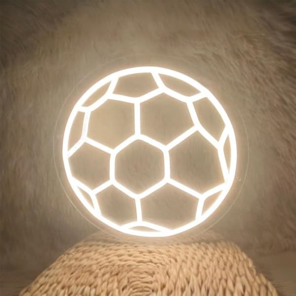 Fotball Neonskilt, Dimbar LED Neonskilt for Veggdekor, Fotball Neonlys USB-drevet, Sports Neonskilt for Soverom, Sportshule