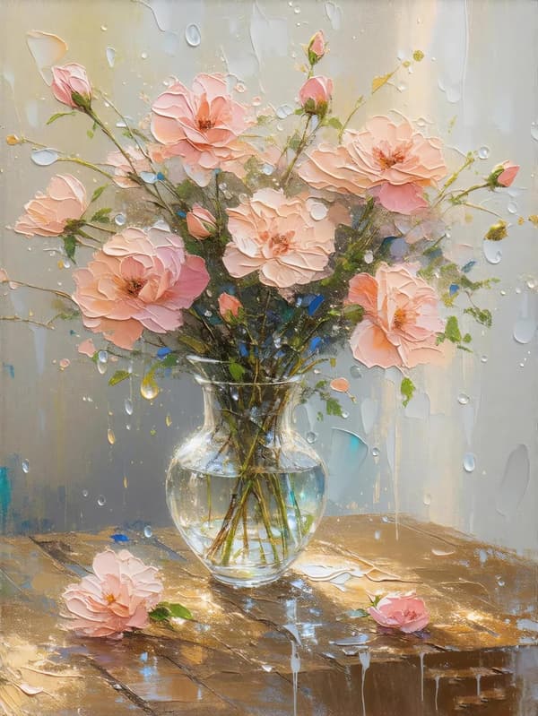 Diamond Painting Kits til voksne DIY 5D Diamond Art Paint med runde diamanter Fuld bore Gem Pink Blomster Kunst Maleri Kit til Hjem Vægindretning Gave