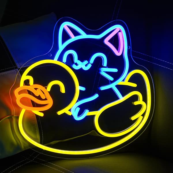 Kissan neonkyltti seinäkoristeeksi, ankan neonvalo, eläin-LED-neonkyltti, USB-virtalähde, LED-neonvalo makuuhuoneeseen, eläintarhaan, lemmikkikauppaan