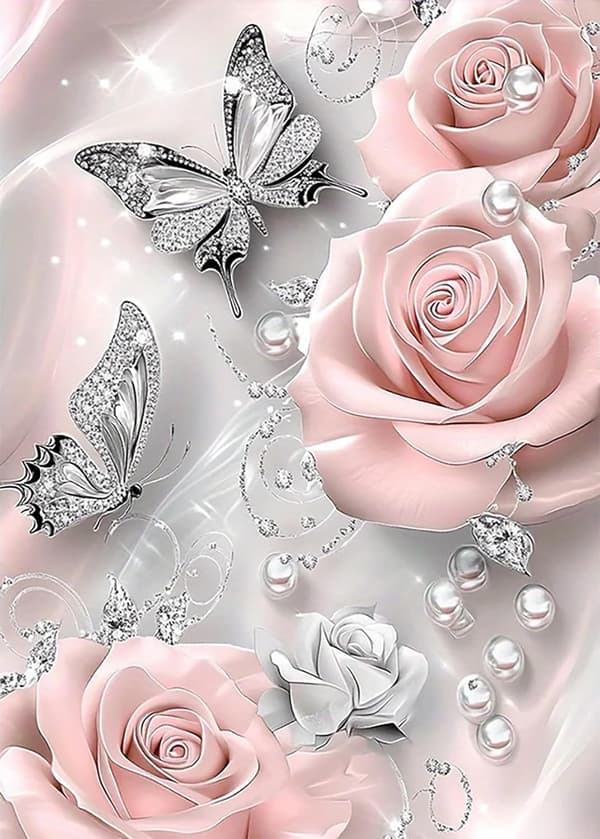 5D Diamantmalingssett for voksne, Sommerfugl Rose Blomst Diamantkunstsett for nybegynnere, DIY Full Drill Diamant Dot Gem Maleri for Hjemmeveggdekor