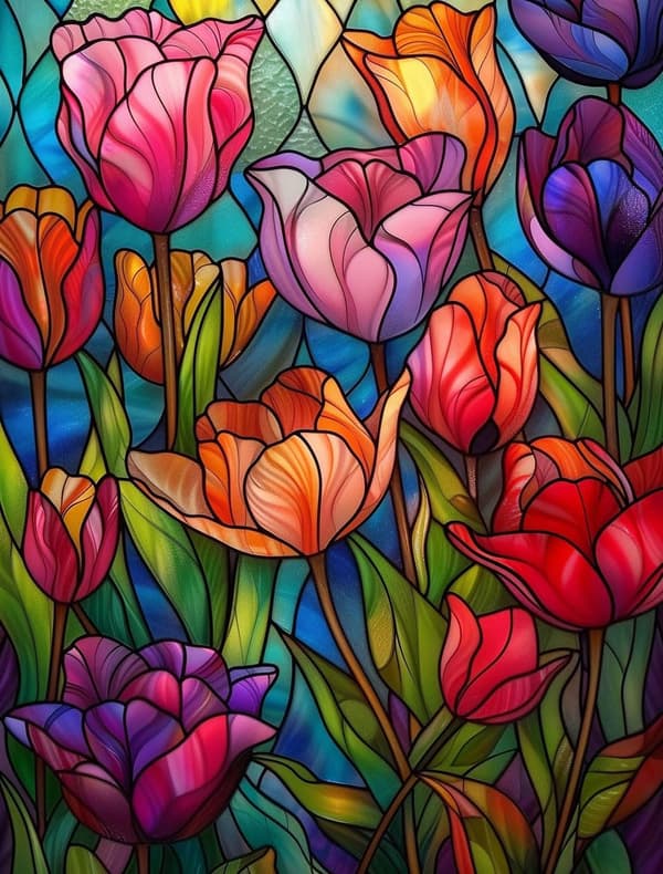 5D DIY Diamant Kunst Sæt til Voksne, Glasmaleri Blomst Mal efter Tal, Kunst og Håndværk, til Hjemmevægsdekoration 30 x 40 cm