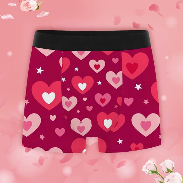 Herre Komfort Hjerteprintede Boxershorts Blødt Åndbart Undertøj Elastiske Taljetrusser Perfekt Gaveidé til Alle Årstider Festlige Lejligheder