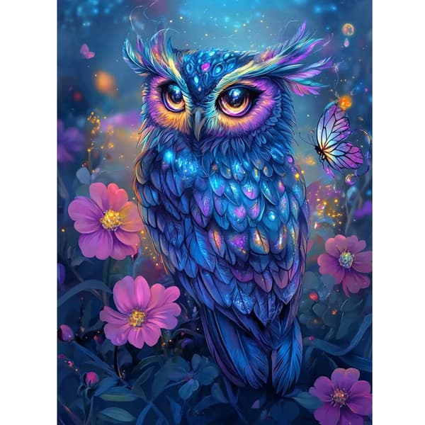 Fantasia Pöllö Timanttimaalaussetti, 5D DIY Täysi Porakruunu Strassi Kirjonta, Mystinen Lintu Mosaiikkitaide, Kodin Seinäsisustus, Lahja Lapsille ja A