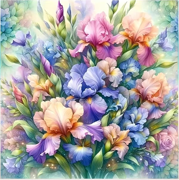 Blomster Diamant Kunst Sæt til Voksne, Fuld Bor iris Blomster Diamant Prikker Malerier til Begyndere, Rund 5D DIY Mal med Diamanter Billeder Ædelstens