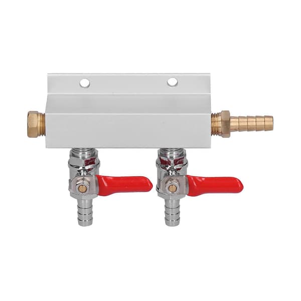 2-vejs gasfordeler CO2-fordelingsmanifold med 5/16 tommer integrerede øl-kontraventiler