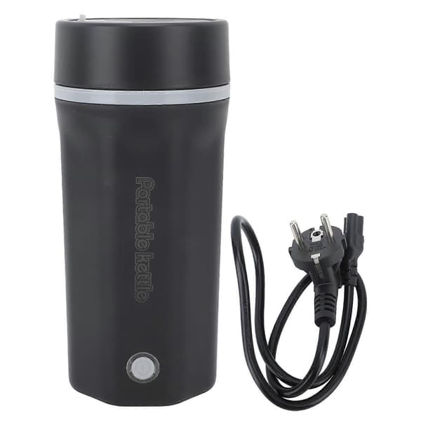 Bærbar Rejse Elkedel 300W 500ml 304 Rustfrit Stål Automatisk Mini Lille Varmtvandsbeholder til Kaffe Te Mælk Sort EU Stik 220V 50HZ