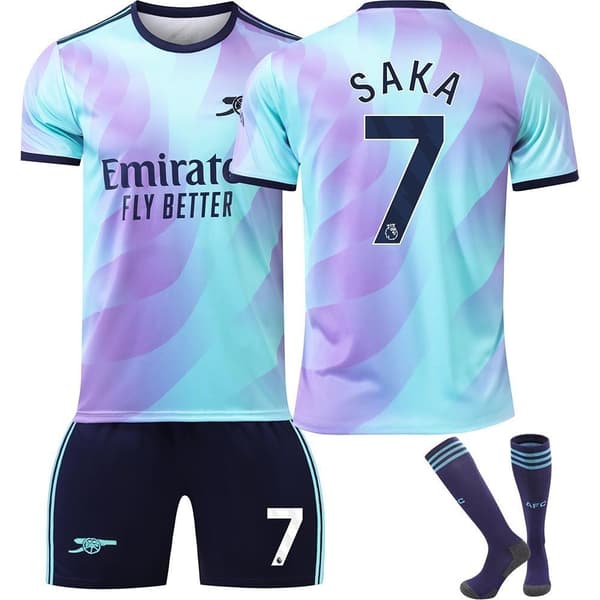 Arsenal Tredje Sæt Saka #7 Fodboldtrøje til Børn[JUN]