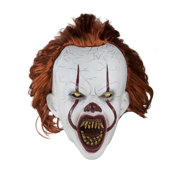 Skræmmende It Pennywise uhyggelig klovnemaske, Cosplay & Dekoration Halloween Festrekvisit