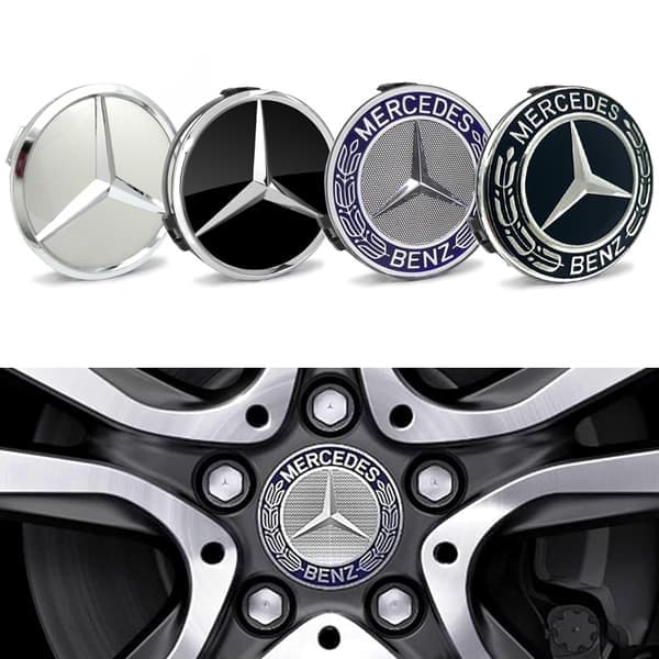 Mercedes-Benz Senterkopper/Hjulnav Bilmerke - 4-pakning 75mm BENZ Blå