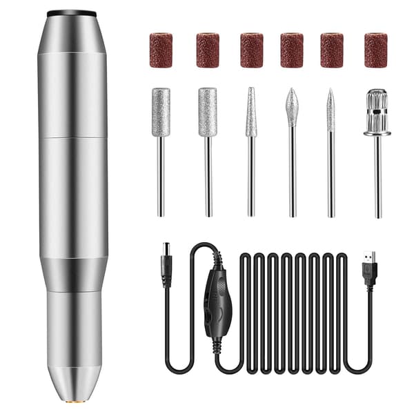 Negleboresæt, Elektrisk Bærbar Neglefil Boremaskinesæt, Professionelt Manicure Pedicure Maskine Værktøj til Akrylnegle, USB Genopladelig