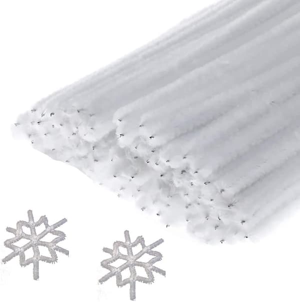 100 stk Hvite Piperensere Chenille Stengler for DIY-håndverk, kunst, bryllup, hjem, fest, feriedekorasjon 6 mm x 12 tommer