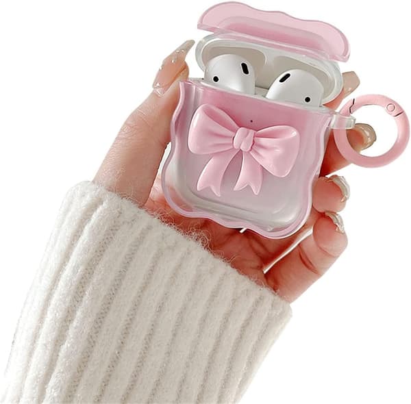 Yhteensopiva AirPods 2 & 1 Kotelo Pehmeä Kirkas TPU Söpöllä 3D-värirusettimuotoilulla Iskunkestävä Avaimenperäsuoja Airpods 2 & 1