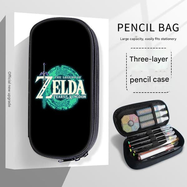 The Legend of Zelda Penal Pennal Marker Penn Forsyninger Skoleutstyr Oppbevaringsboks med Slitesterk Glidelås Morsom Egnet for Skole, Kontor