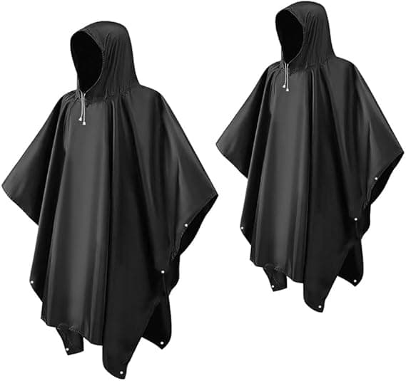2 stk. Regnponcho for voksne, lett gjenbrukbar poncho vanntett voksen Eva regnfrakk nødregntøy med hette for fotturer