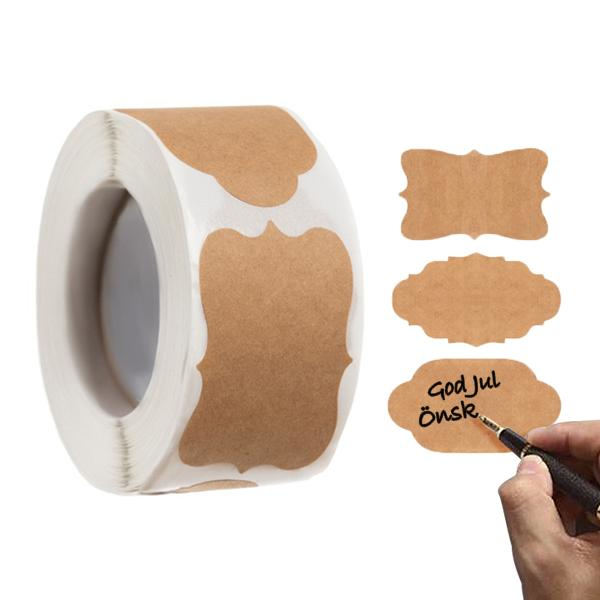 Selvklebende etiketter / Etiketter på rull - 500 stk Brun