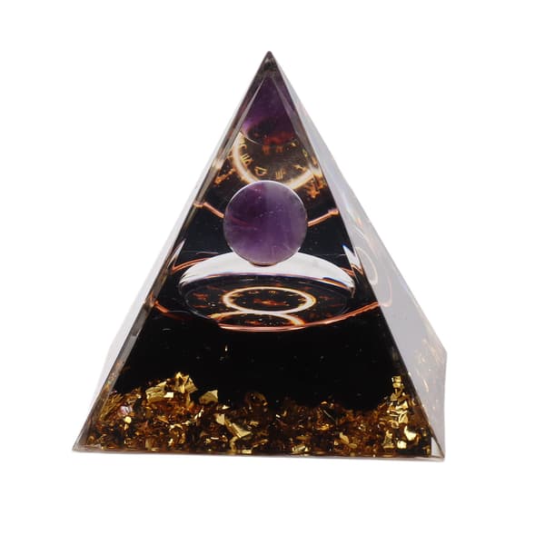 Ametyst Orgon Pyramide for Spirituell Dekor, Energi Mottaker Pyramide, Helbredende Krystall Pyramide for Meditasjon og Chakra Healing, Tyren Stjernete