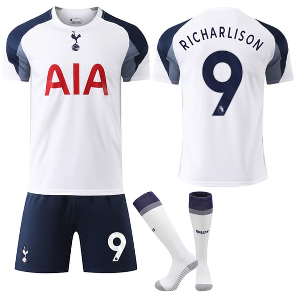 2025-2026 Tottenham Hotspur Hjemme Barn Voksen Fotballdrakt med Sokker No.9 Richarlison