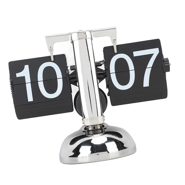 Stor Retro Flip Klok 24-Timers Batteridrevet 304 Rustfritt Stål Bordklokke for Hjem Kontor Svart