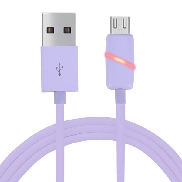 Micro Usb - Kabel Med Led Till Samsung/sony/htc/huawei Lila,