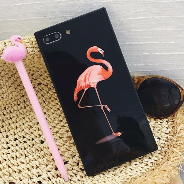 Mobilskal Med Flamingo Tryck Till Iphone 7/8 Plus I Svart Färg