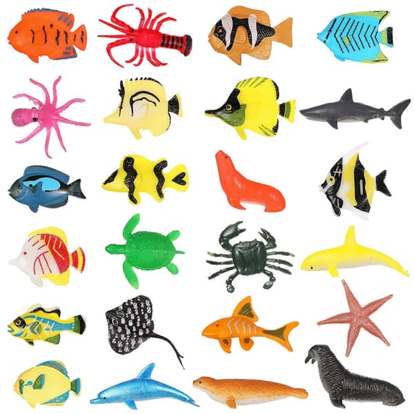 1 Sæt Tropiske Fisk Figurer Akvarium Dekorationer Krabbe Vanddyr Figurer Realistiske Havdyr