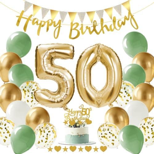 Bursdagsdekorasjonssett, 38 deler voksen bursdagsdekorasjon, 50 års folieballong, bursdagsdekorasjon voksne, Happy Birthday folieballong 50 for Pa