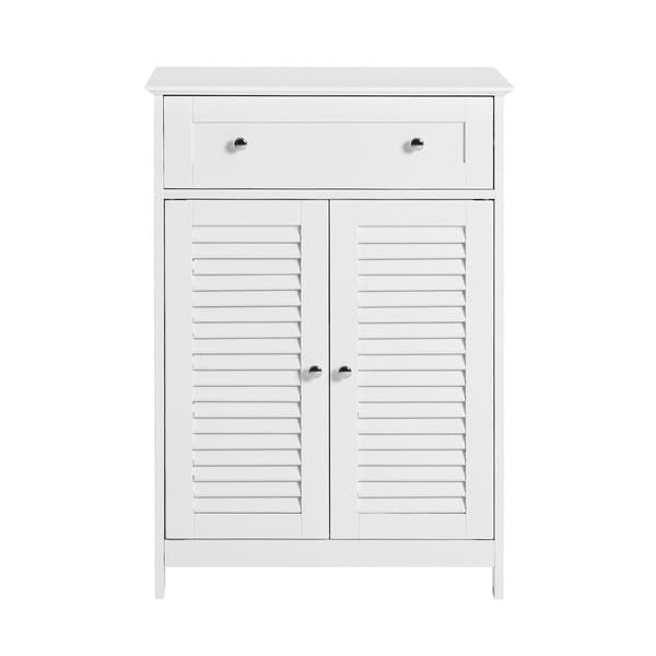 SoBuy Matala kylpyhuonekaappi yhdellä laatikolla valkoisessa 60x35x87cm, maalaistyyli FRG238-W