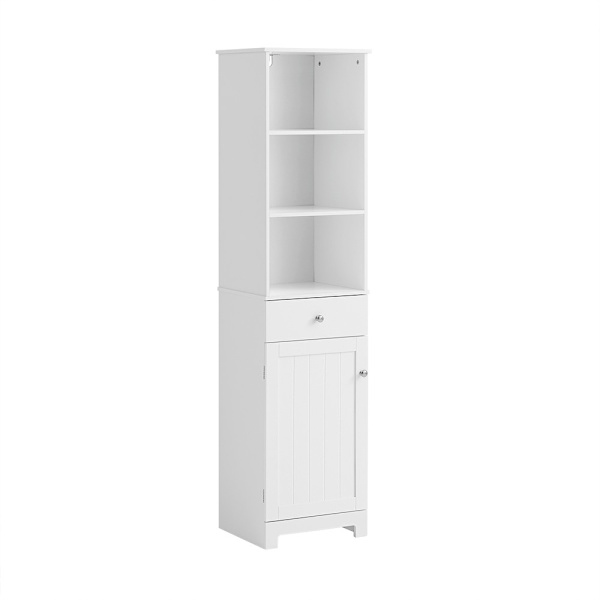 SoBuy Høj badeværelsesskab med 1 skuffe i hvid 40x35x161.5cm, moderne BZR17-W