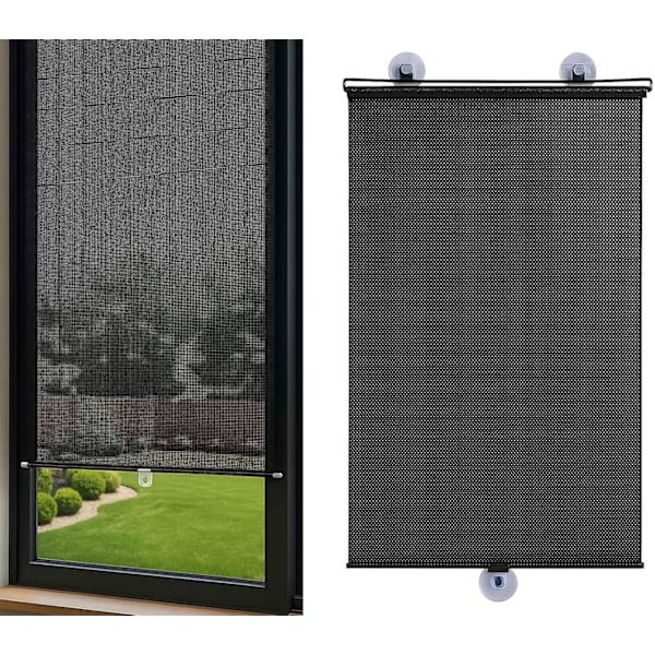 Gåva Sort/Sølv Aftagelige Gardiner, Solskærme Til Bil, Rullegardiner Med Sugekopper, Aftagelige, Udtrækkelige, Bærbare E Rullegardiner.