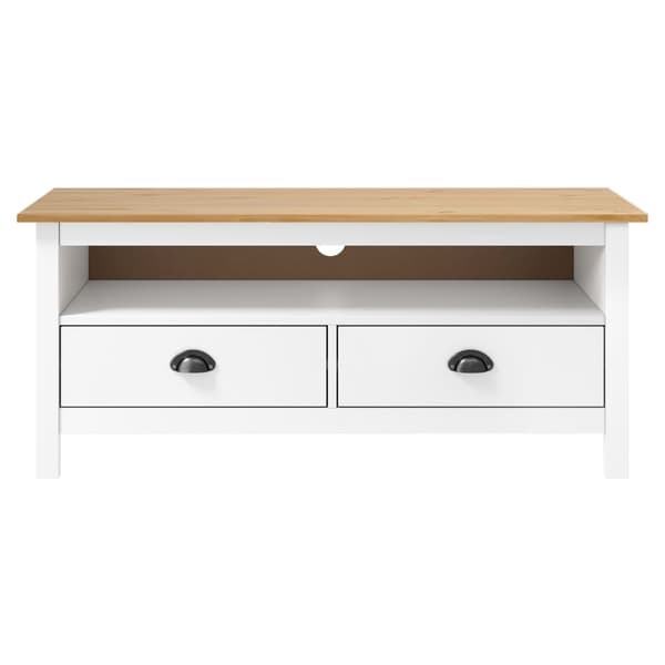 vidaXL TV-bänk Hill vit 110x40x47 cm massiv furu
