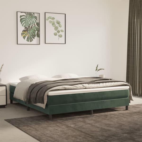 vidaXL Sängram utan madrass mörkgrön 160x200 cm sammet