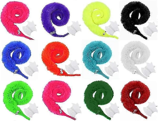 Orm på en snor, 24-pakke Wiggly Magic Worms Bulk, usynlig snoet larve til trick karneval fest favoriserer-lingling}