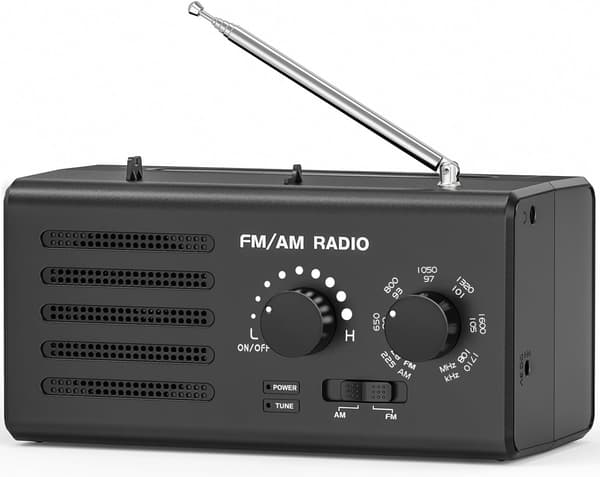 Kannettava FM/AM-radio, 5W suuri kaiutin, paras vastaanotto, USB/paristokäyttöinen, ainutlaatuinen kahvan muotoilu, transistoriradio sopii perheelle/u